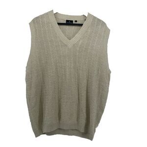 Hickey-Freeman Sport Sweater Vest‎ Mens Large Linen Blend Cable Knit Preppy Golf